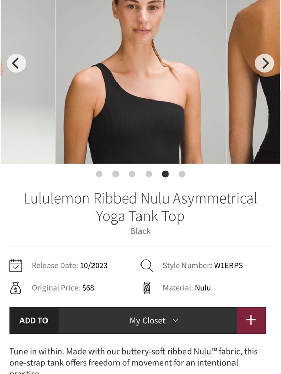 lululemon athletica Tops - lululemon athletica One-Shoulder Ribbed Nulu Tank Top - Black
